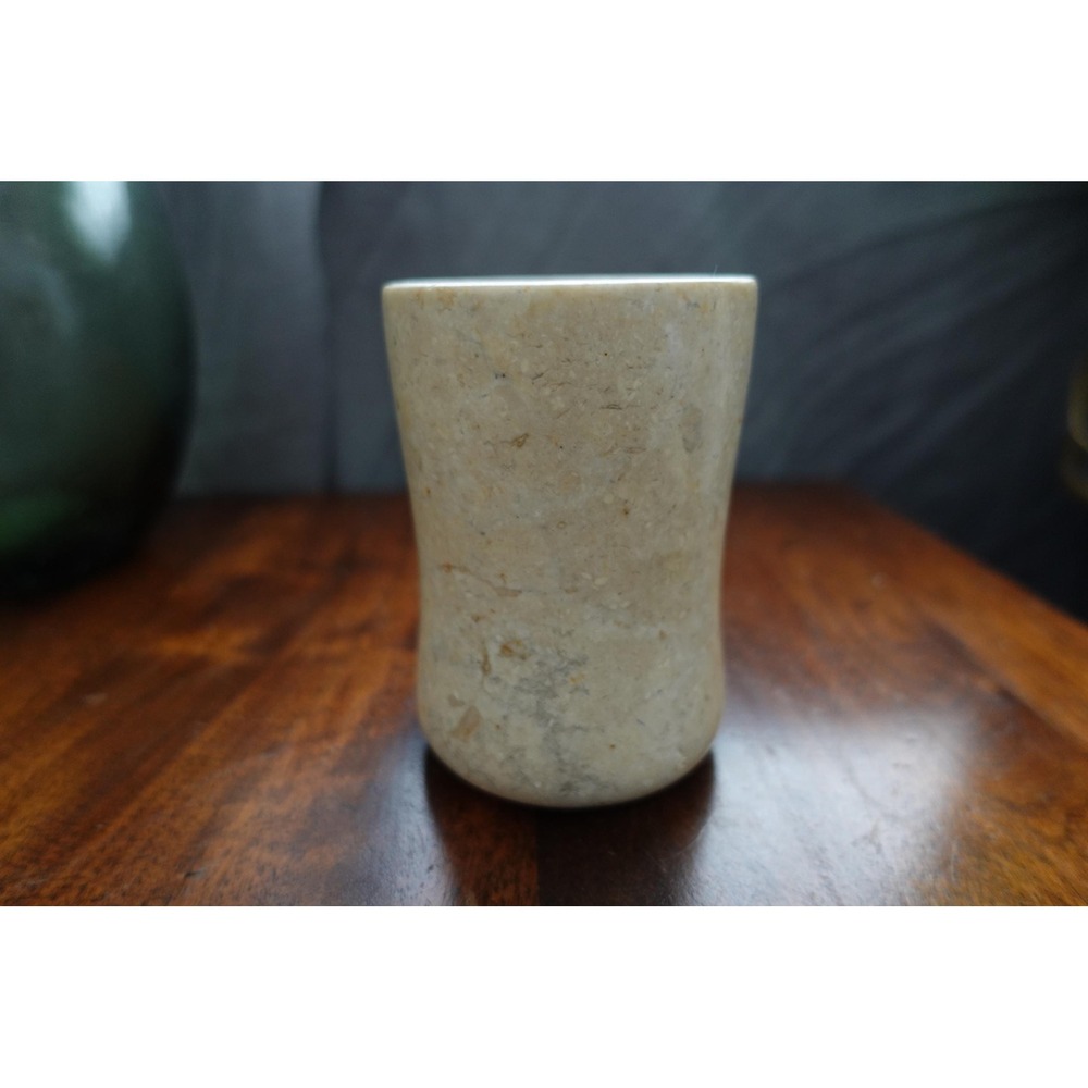 Vintage marble solid tumbler‎ cream color 4.5x 3 inches